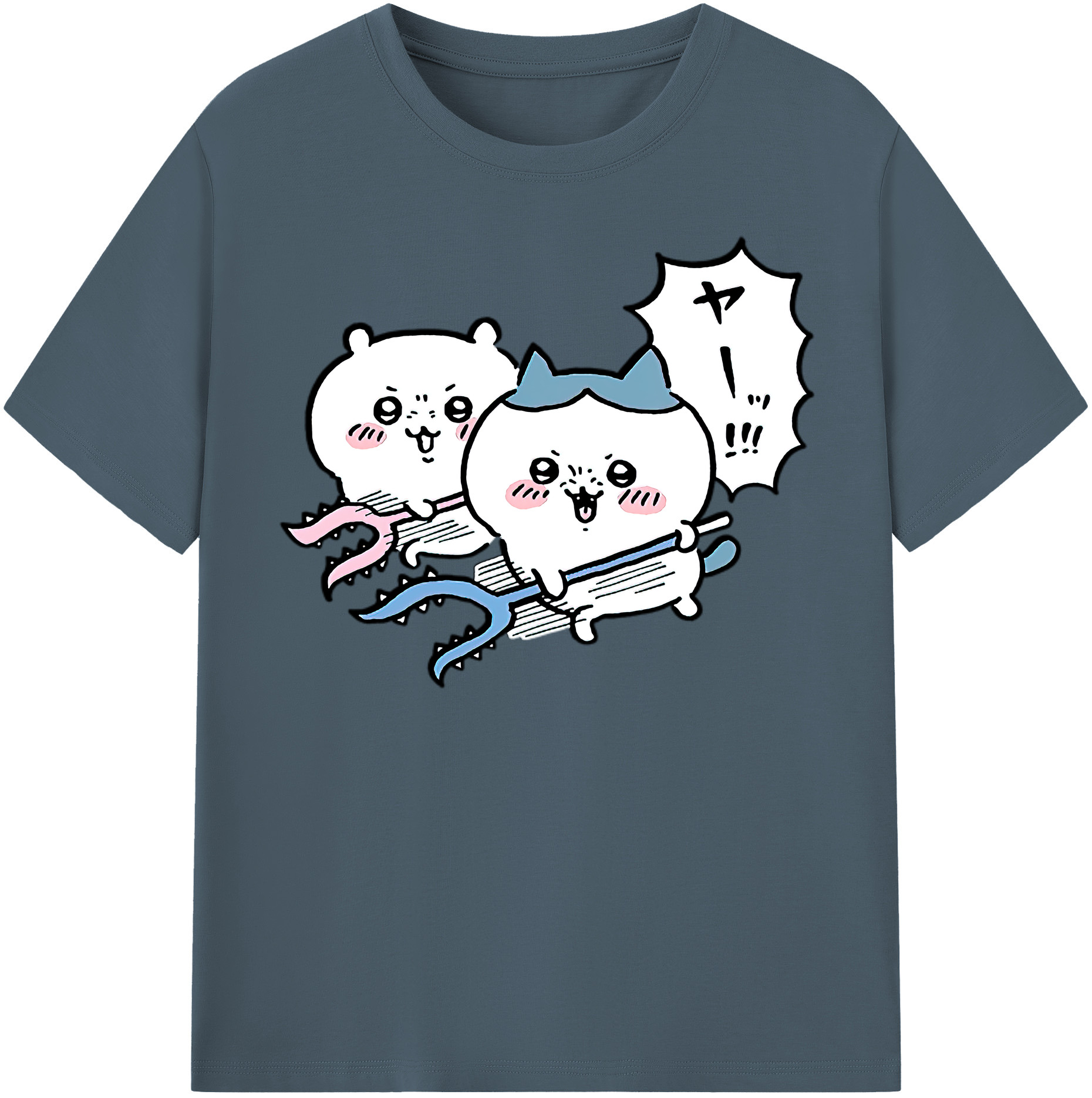 （画像用） ちいかわ ハチワレ Chii-kawa hachiware 綿100％半袖Tシャツ（フロントプリント）